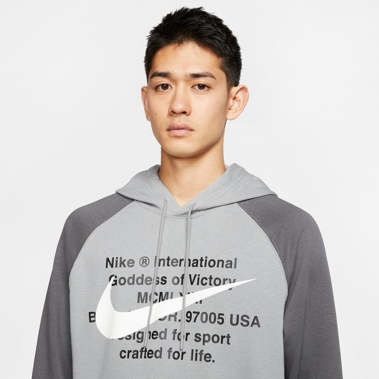 Nike Sportswear Swoosh Erkek Gri Kapüşonlu Sweatshirt
