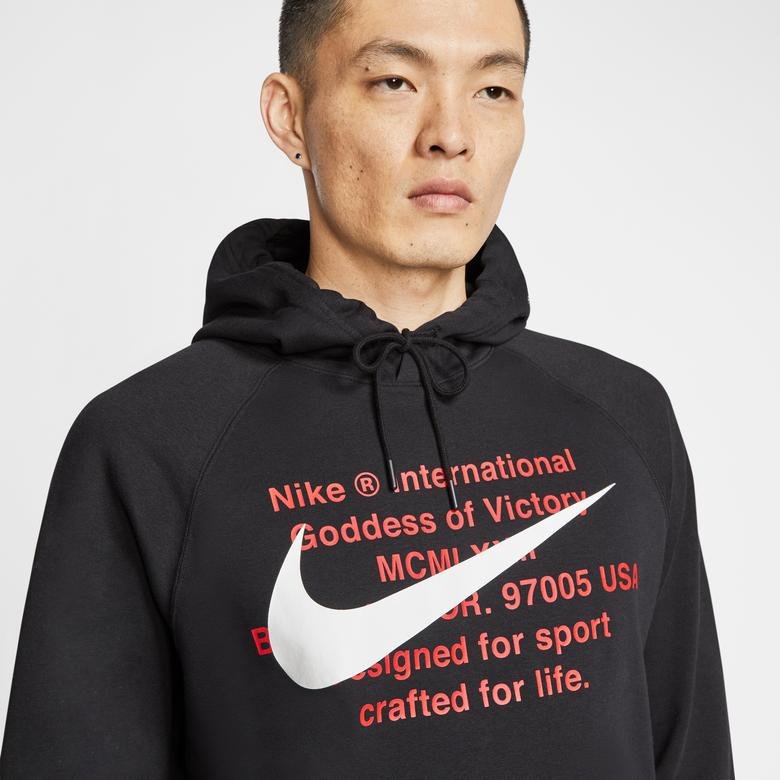 Nike Sportswear Swoosh Erkek Siyah Kapüşonlu Sweatshirt