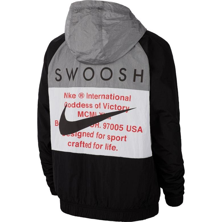 Nike Sportswear Swoosh Erkek Siyah-Gri Ceket