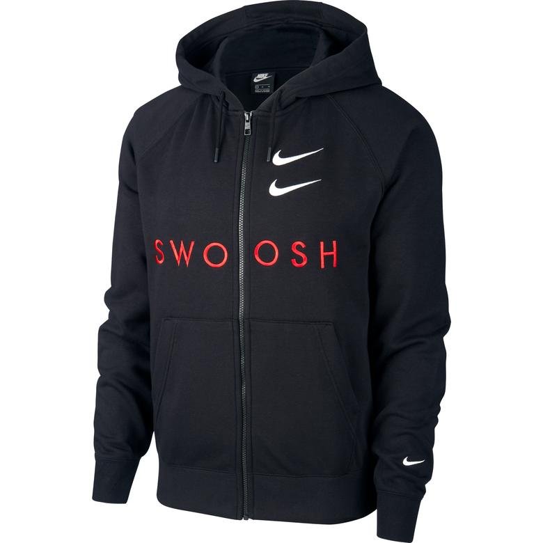 Nike Sportswear Swoosh Erkek Siyah Kapüşonlu Sweatshirt