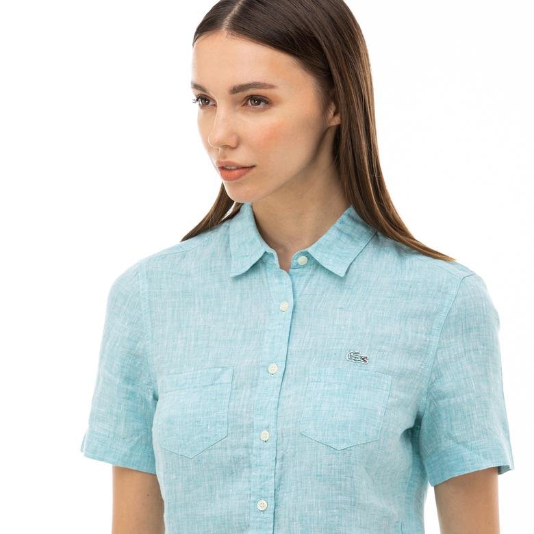 Lacoste Kadın Yeşil Kısa Kollu Regular Fit Gömlek