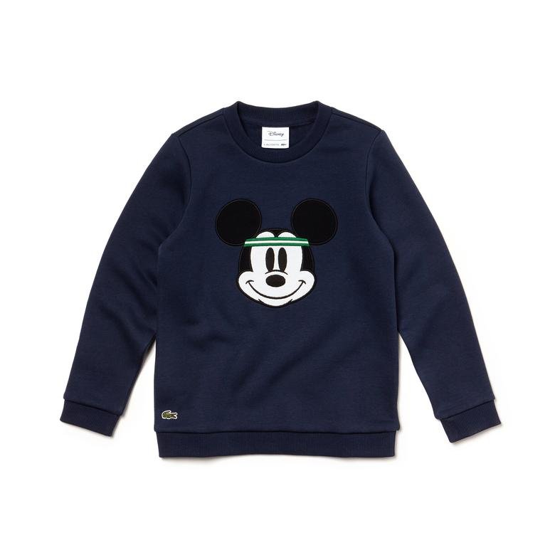 Lacoste X Disney Çocuk Mickey Baskılı Lacivert Sweatshirt
