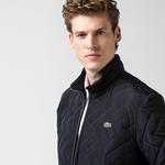Lacoste Erkek Kapitone Dik Yaka Lacivert Mont