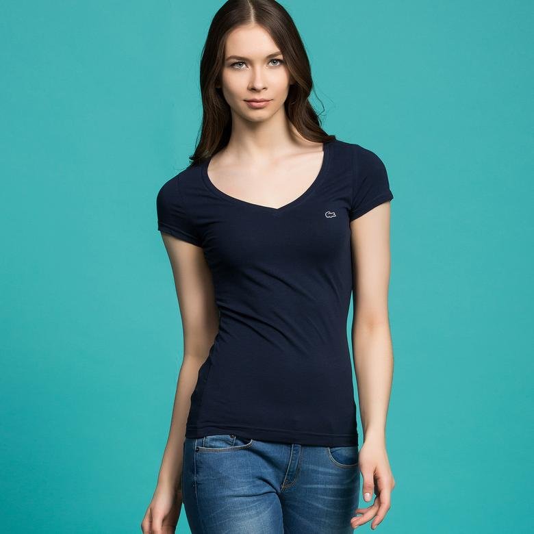 Lacoste Kadın Lacivert T-shirt