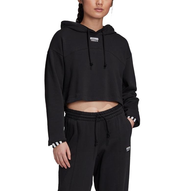 adidas R.Y.V. Cropped Kapüşonlu Kadın Siyah Sweatshirt