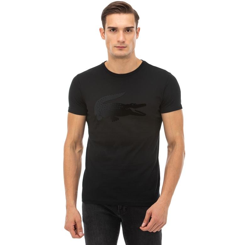 Lacoste Erkek Baskılı Bisiklet Yaka Siyah T-Shirt