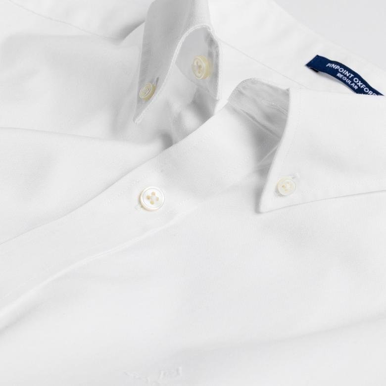 Gant Erkek Beyaz Regular Fit Düğmeli Yaka Keten Gömlek