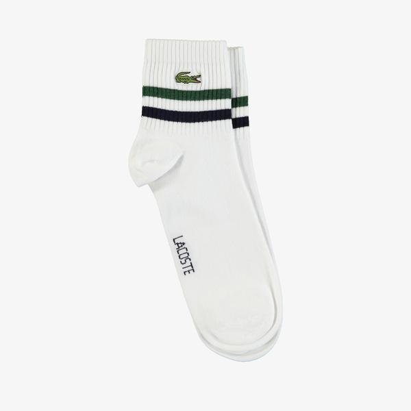 Lacoste Unisex Çizgili Beyaz Çorap