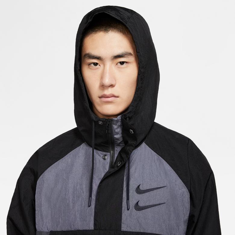 Nike Sportswear Swoosh Dokuma Siyah Erkek Ceket