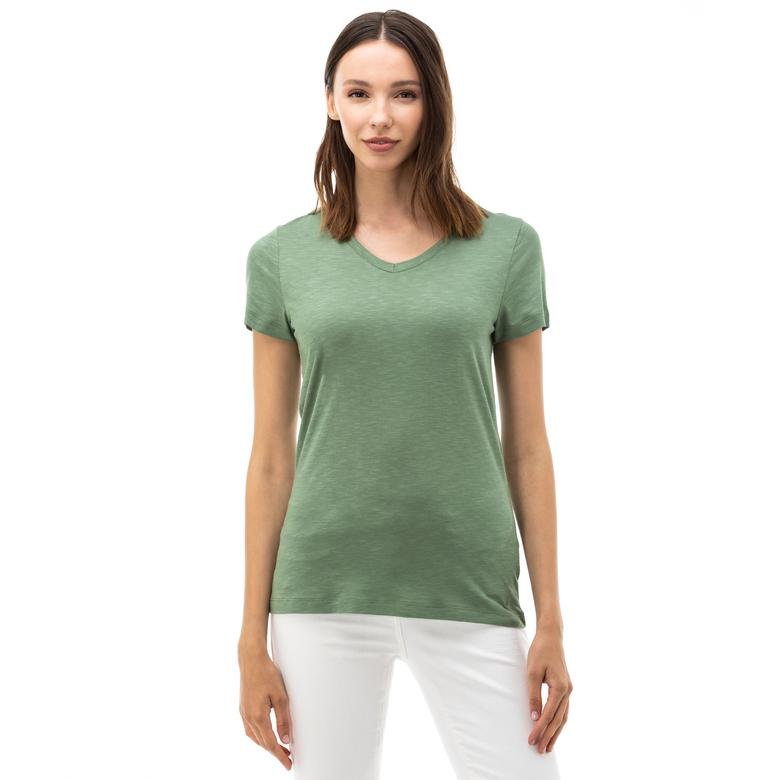 NAUTICA Kadın Yeşil V-Yaka T-Shirt