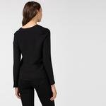 Lacoste Kadın V Yaka Uzun Kollu Siyah Bluz