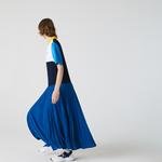 Lacoste Kadın Blok Desenli Fermuar Yaka Kısa Kollu Lacivert Elbise