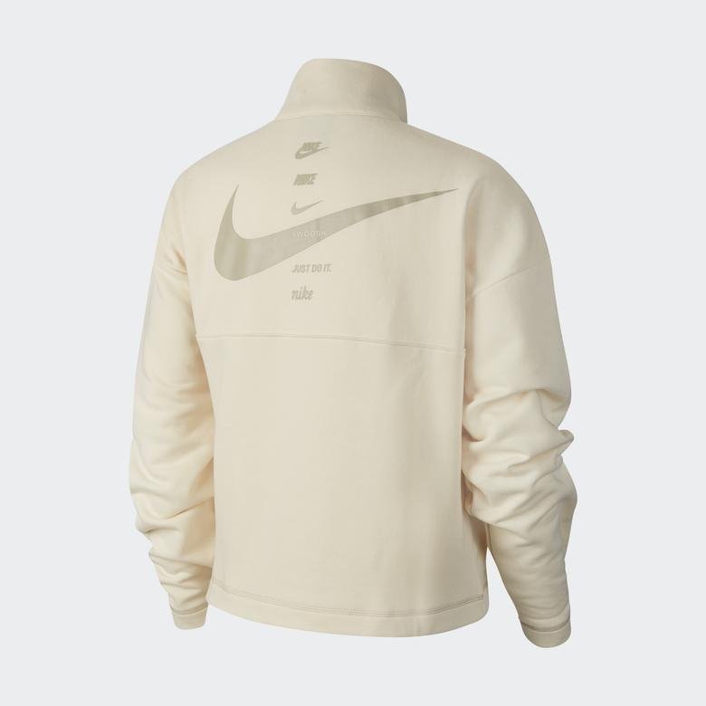 Nike Sportswear Essential Swoosh Hz Fleece Bb Kadın Krem Sweatshirt