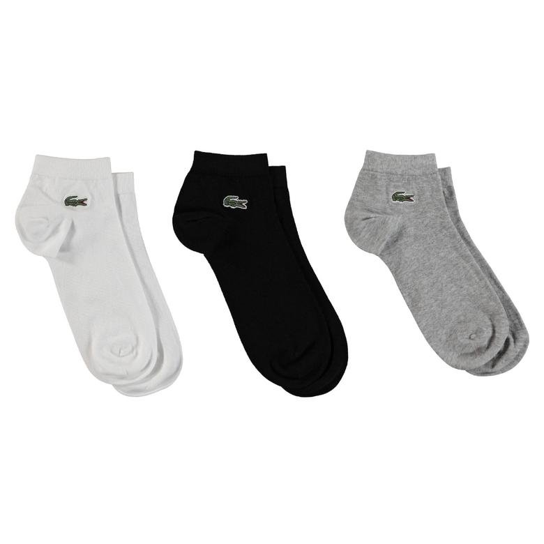 Lacoste Unisex Siyah - Gri - Beyaz Çorap