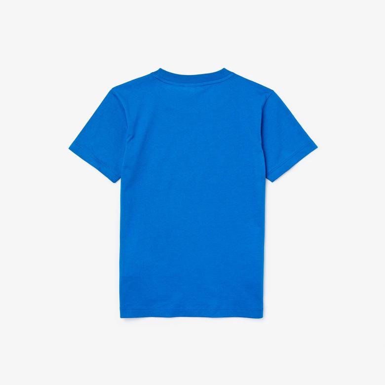 Lacoste Çocuk Baskılı Bisiklet Yaka Kısa Kollu Mavi T-Shirt