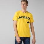 Lacoste L!VE Erkek Baskılı Bisiklet Yaka Kısa Kollu Sarı T-Shirt