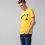 Lacoste L!VE Erkek Baskılı Bisiklet Yaka Kısa Kollu Sarı T-Shirt