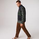 Lacoste L!VE Erkek Dik Yaka Kolsuz Blok Desenli Lacivert Yelek Mont