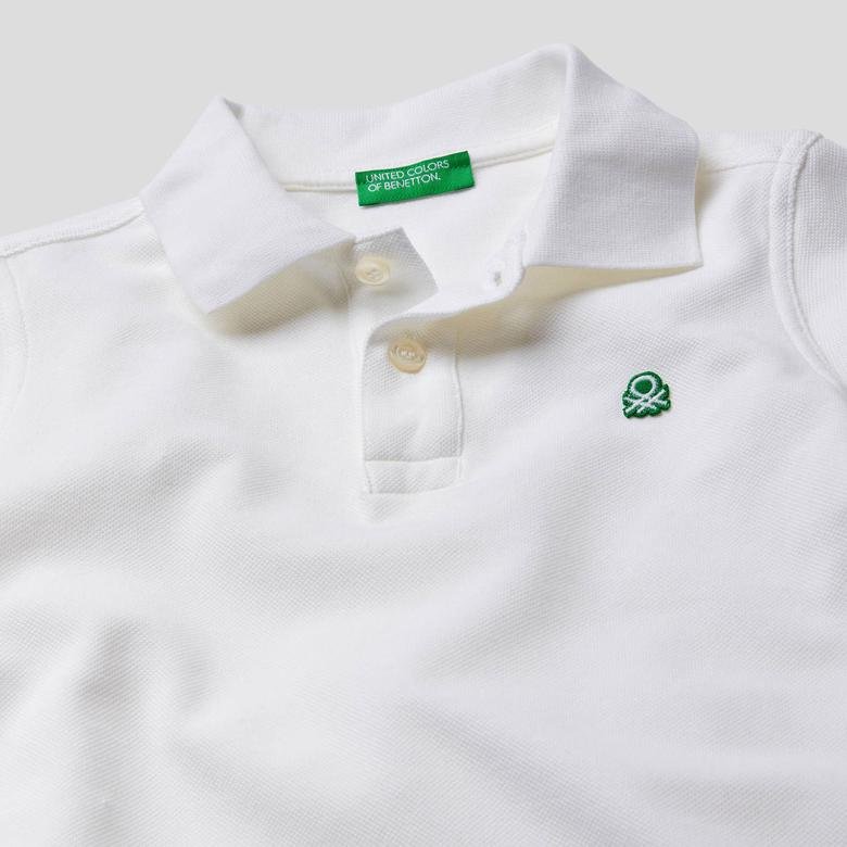 Benetton Logo Pike Erkek Çocuk Beyaz Polo