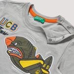 Benetton Uçak Kaplan Aplikeli Erkek Çocuk Gri T-Shirt