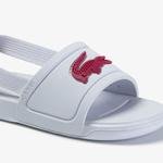 Lacoste L.30 Slide 120 1 Cui Çocuk Timsah Baskılı Beyaz - Koyu Pembe Sandalet