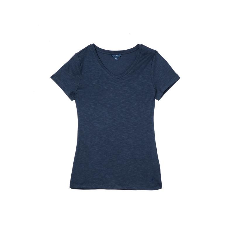 Nautica Kadın Lacivert V-Yaka T-Shirt