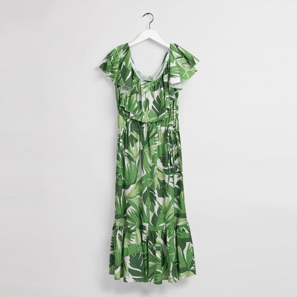 GANT Kadın Yeşil V Yaka Desenli Elbise