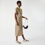 Lacoste L!ve Kadın Regular Fit Kısa Kollu Polo Yaka Çizgili Renkli Elbise