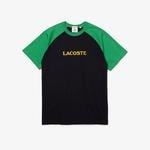 Lacoste L!ve Unisex Baskılı Renk Bloklu Lacivert T-Shirt