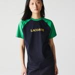 Lacoste L!ve Unisex Baskılı Renk Bloklu Lacivert T-Shirt