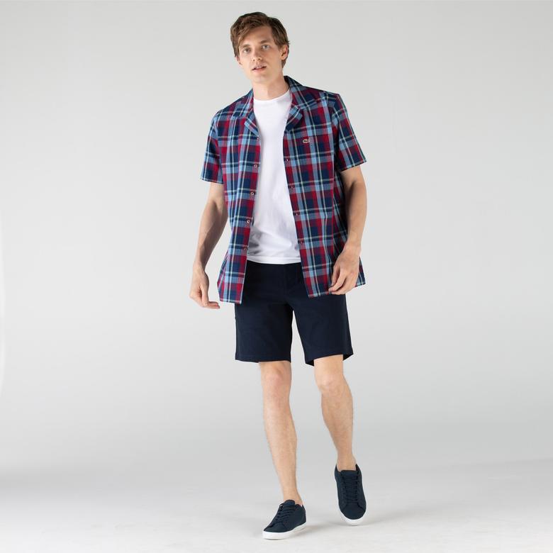 Lacoste Erkek Slim Fit Desenli Lacivert Bermuda Şort
