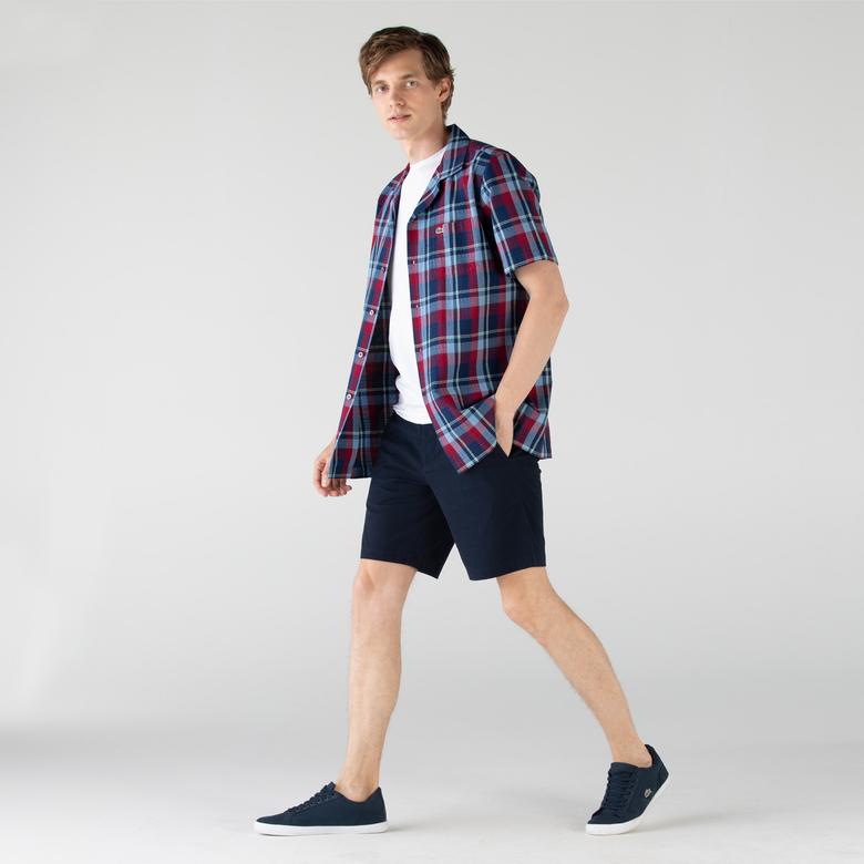 Lacoste Erkek Slim Fit Desenli Lacivert Bermuda Şort