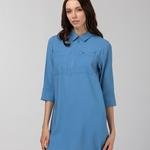 Lacoste Kadın Kısa Kollu Fermuarlı Mavi Elbise
