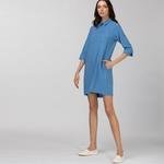 Lacoste Kadın Kısa Kollu Fermuarlı Mavi Elbise