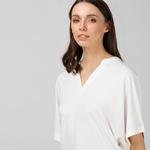 Lacoste Kadın Loose Fit V Yaka Beyaz T-Shirt