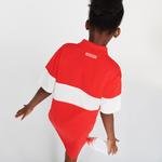 Lacoste Çocuk Kısa Kollu Polo Yaka Renk Bloklu Kırmızı - Beyaz Elbise