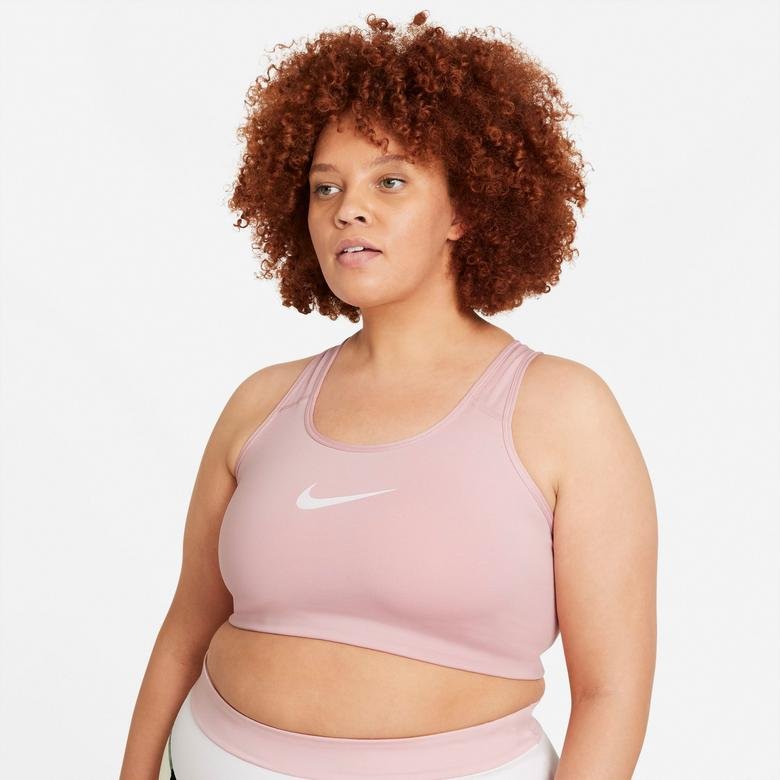 Nike Dri-Fit Swoosh Büyük Beden Nonpded Kadın Pembe Bra