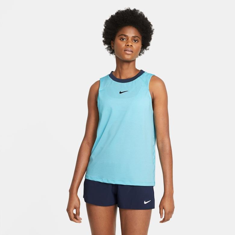 Nike Court Dri-Fit Advantage Kadın Mavi Kolsuz T-Shirt