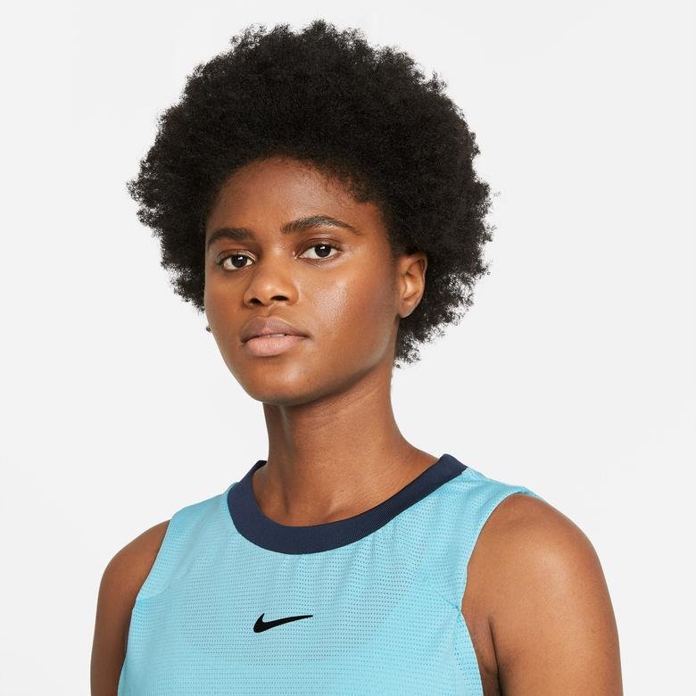 Nike Court Dri-Fit Advantage Kadın Mavi Kolsuz T-Shirt