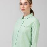 Lacoste Kadın Çizgili Yeşil Gömlek