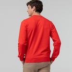 Lacoste Erkek Bisiklet Yaka Baskılı Kırmızı Sweatshirt