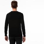 Lacoste Erkek Regular Fit Bisiklet Yaka Organik Pamuk Siyah Kazak