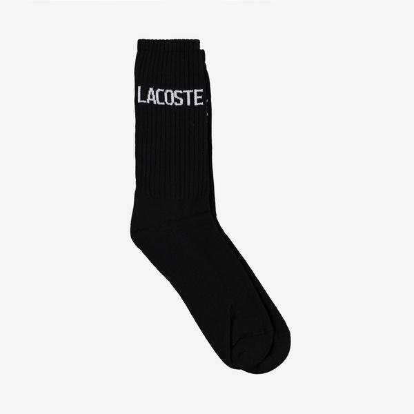 Lacoste Unisex Baskılı Siyah Uzun Çorap