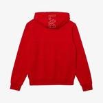 Lacoste Erkek Classic Fit Kapüşonlu Renk Bloklu Kırmızı Sweatshirt