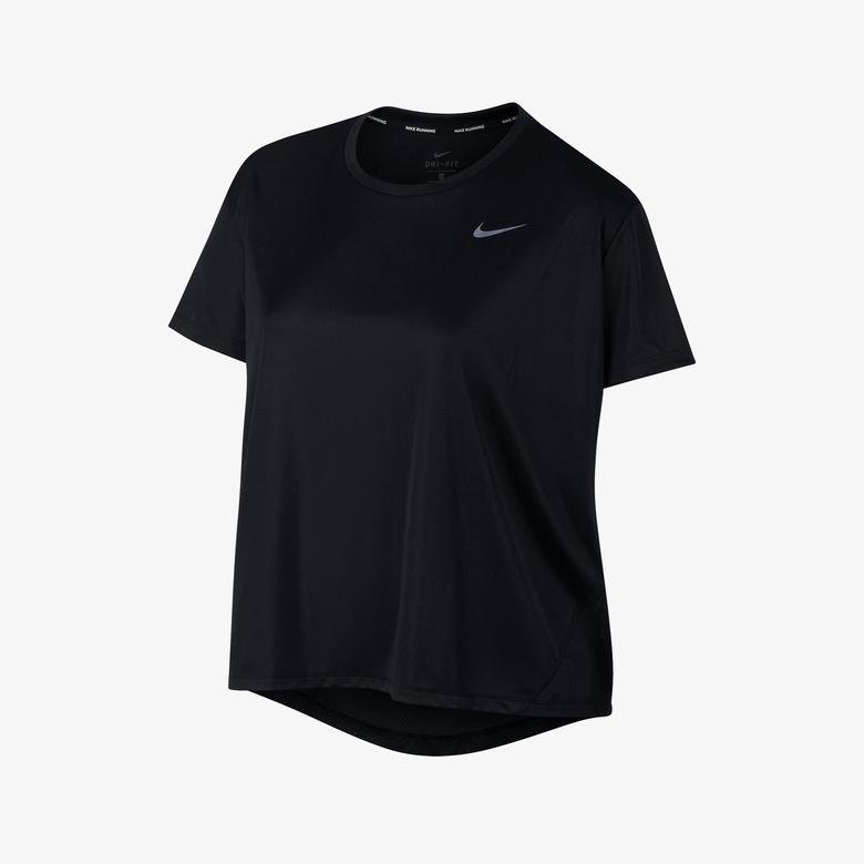 Nike Miler Top Büyük Beden Kadın Siyah T-Shirt
