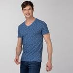 Lacoste Erkek Slim Fit V Yaka Desenli Mavi T-Shirt