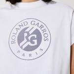 Lacoste Sport Roland Garros Kadın Boxy Fit Bisiklet Yaka Baskılı Beyaz T-Shirt