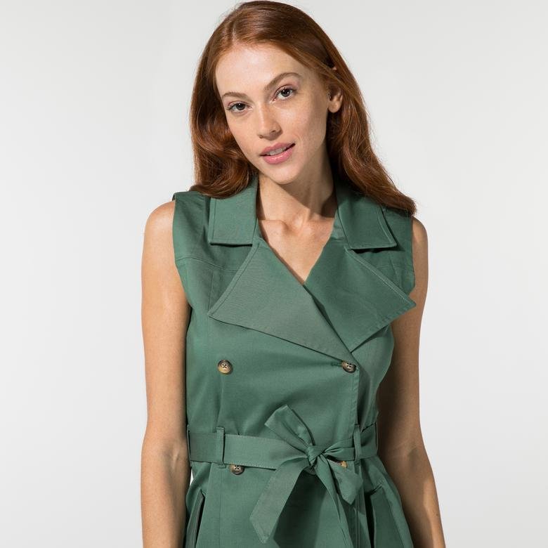 Nautica Kadın Yeşil Kolsuz Klasik Fit Elbise