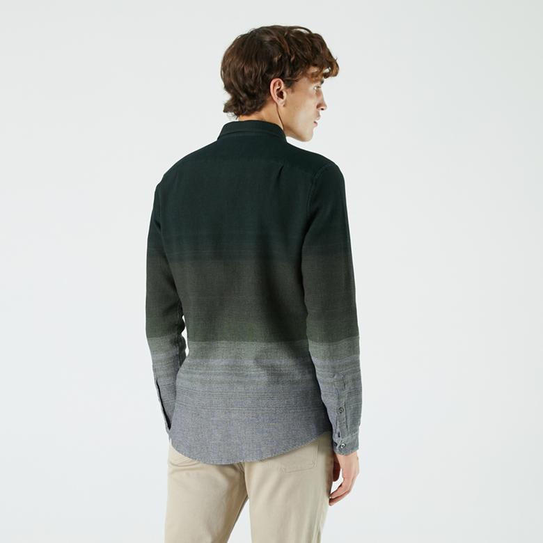 Lacoste Erkek Slim Fit Renk Bloklu Yeşil Gömlek