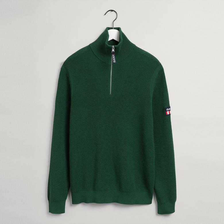 GANT Erkek Yeşil Regular Fit Yarım Fermuarlı Kazak